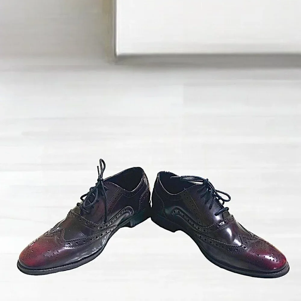 Joseph Abboud Classic Wing Tip Oxfords Burgundy Size 9.5